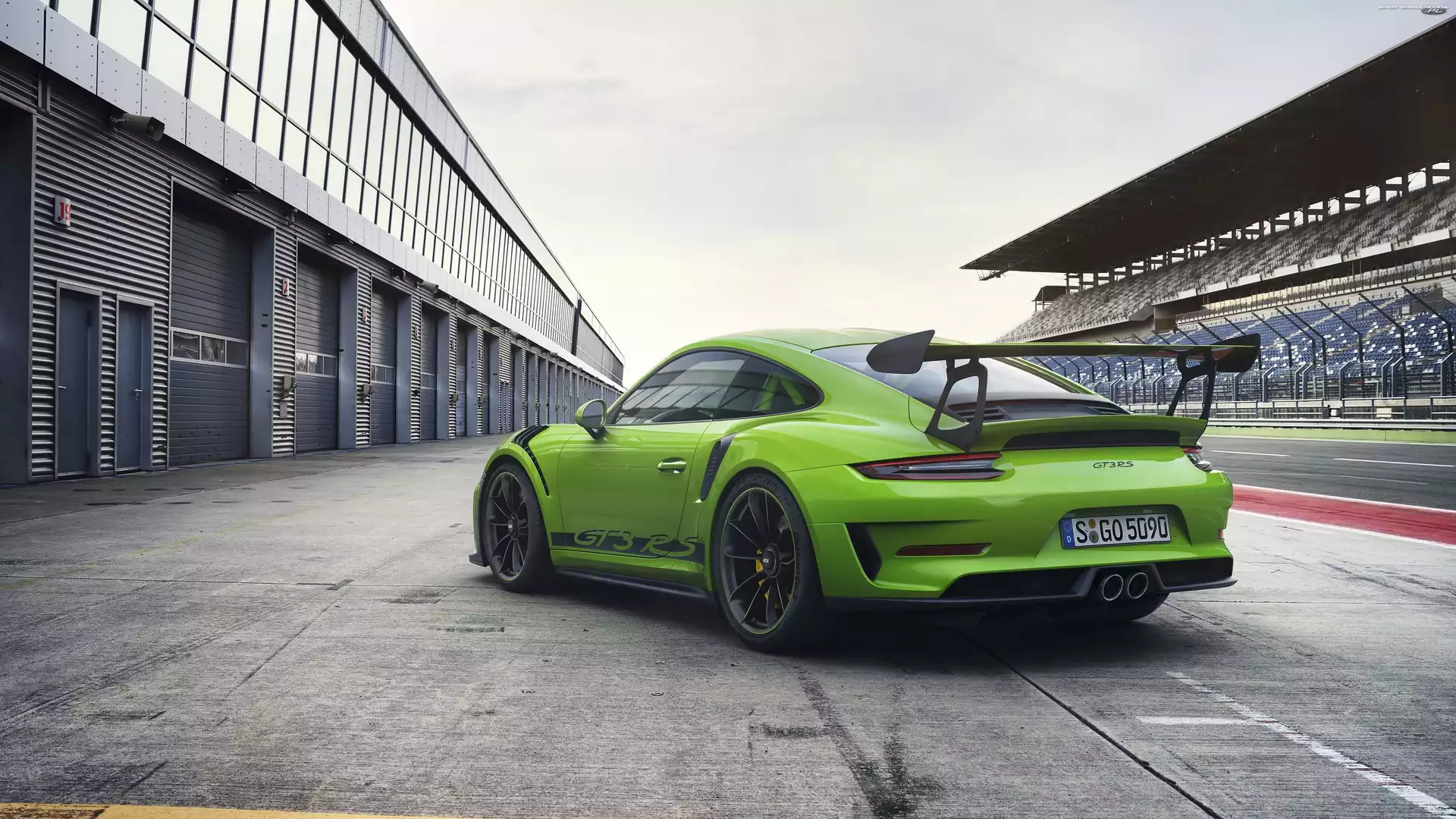 Porsche 911 GT3 RS, Bok, Zielone, Tył