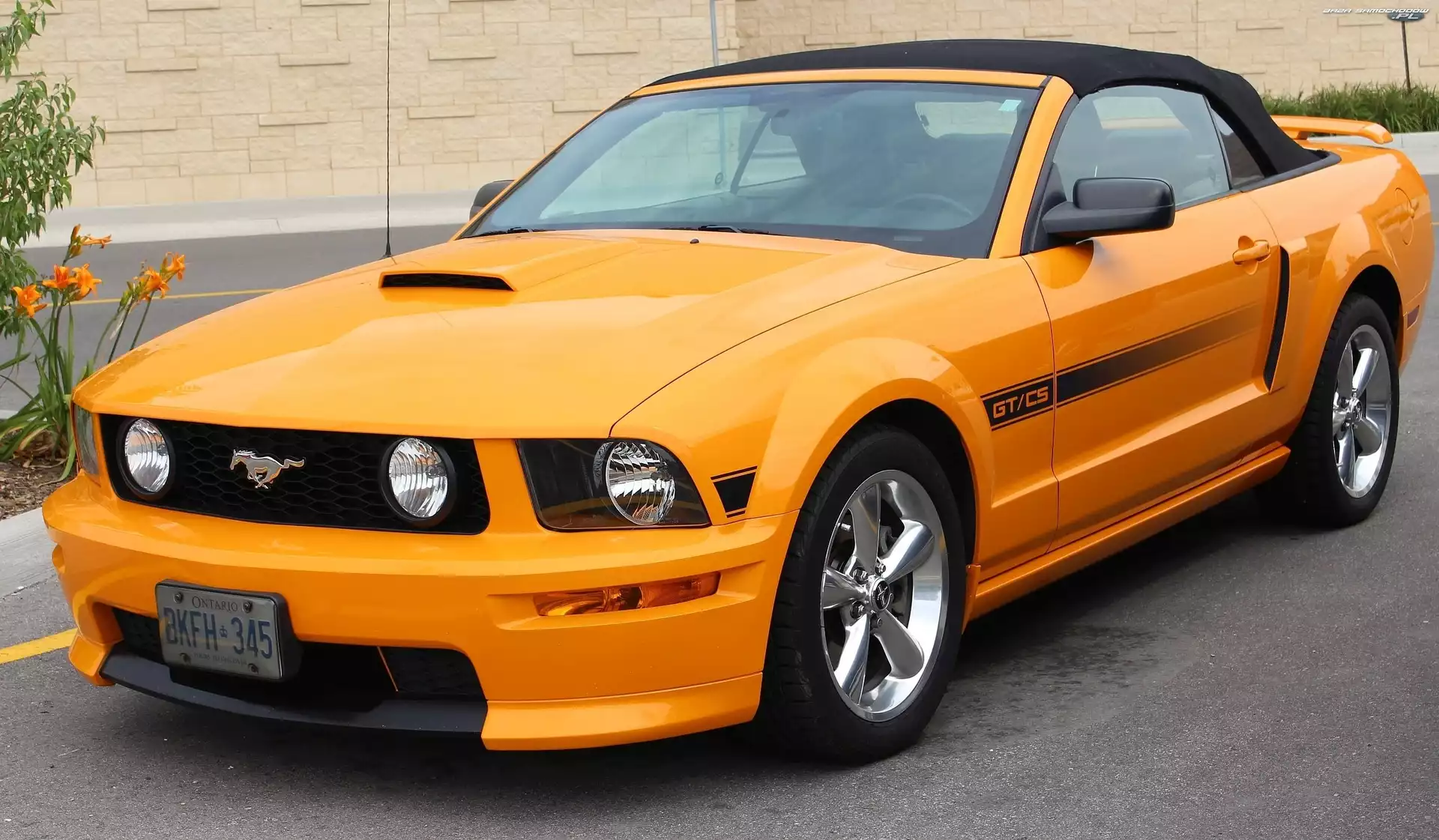 Pomarańczowy, Kabriolet, Ford, Samochód, Mustang GT