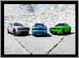 2015, Dodge, Srebny, Niebieski, Challenger, Zielony