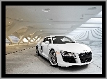 Audi R8, Parking, Białe, Futurystyczny