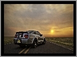 Droga, Słońca, Ford Mustang, Zachód