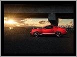 Ford Mustang GT500, Słońce, Czerwony, Promienie