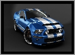 Ford Mustang Shelby, Pasy, Niebieski, Białe