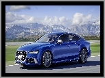 Góry, Droga, Audi, Niebieskie, RS7